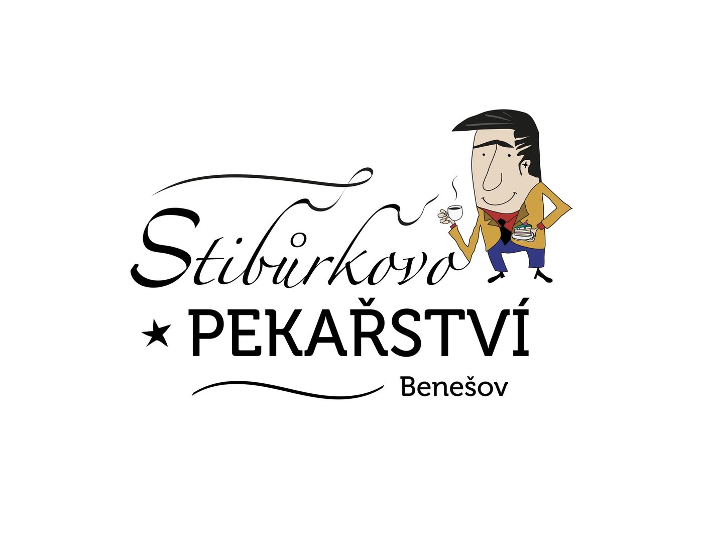 Stibůrkovo Bakery logo with script lettering and character